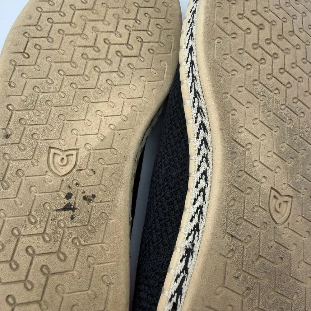 Rothy’s The Espadrille Flat in Black Boardwalk Knit Size 6.5 Jute Sole Slip On
